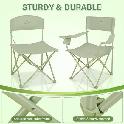 Camping Chair Set of 3, Outdoor Folding Camping Chairs for Heavy People with Cup Holder & Carry Bag,Collapsible Chair Include One Sofa Chair and Two Single Chair,Support up to 500lbs