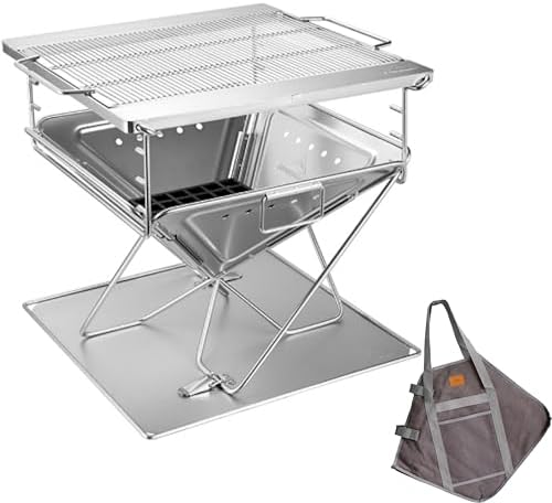 CAMPINGMOON Extra Large Portable Fire Pit Grill Wood Burning MT-055