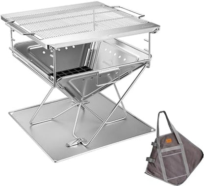 CAMPINGMOON Extra Large Portable Fire Pit Grill Wood Burning MT-055
