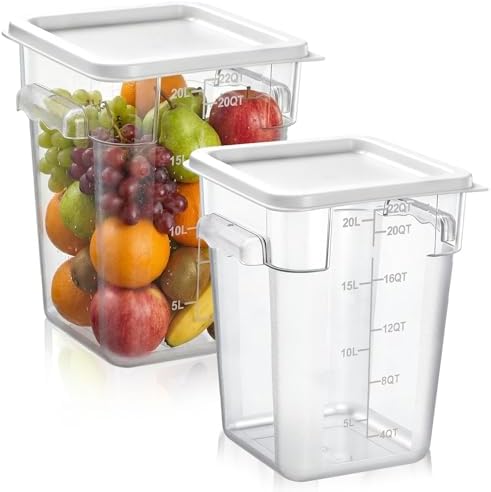 FoldTier 2 Pcs Square Food Storage Containers, White, 22 Qt