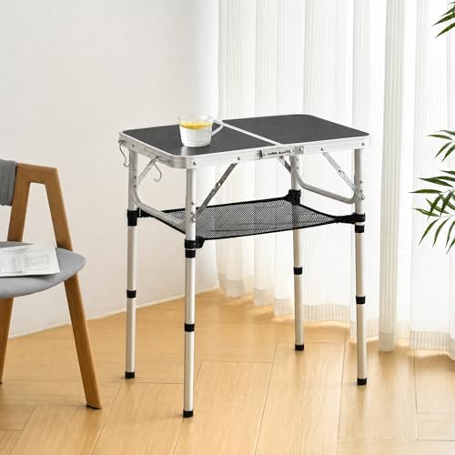 Folding Table Small, 24''L x16''W Camp Aluminum Table, Lightweight Portable