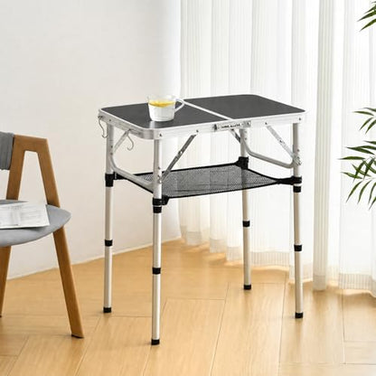 Folding Table Small, 24''L x16''W Camp Aluminum Table, Lightweight Portable