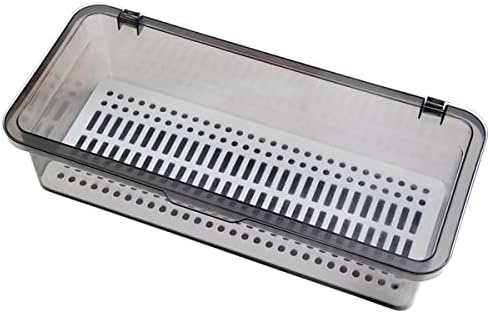 Flatware Tray Kitchen Drawer Organizer With Lid And Drainer - Plastic Kitchen Cutlery Tray and Utensil Storage Container with Cover - Dinnerware Holder for Spoons Forks Knives 10.0x4.3x2.8