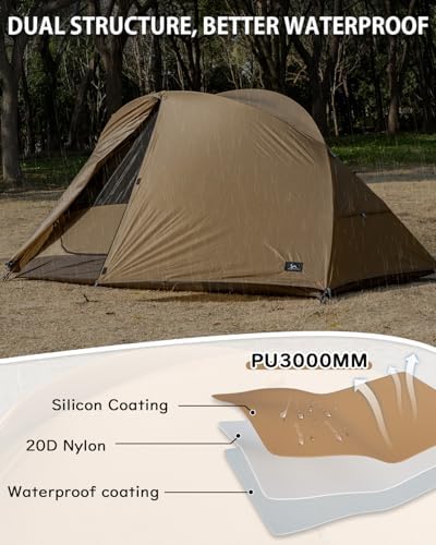 MC TOMOUNT Backpacking Tent Ultralight Nylon 1-2 Person Camping Tent