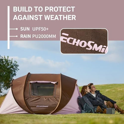 EchoSmile Instant Pop Up Camping Tent, 2/4/6 Person Easy Setup Tent
