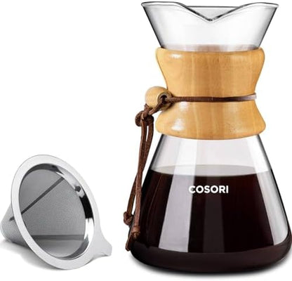 Cosori Pour Over Coffee Maker, Double Layer Stainless Steel Filter, 8cup