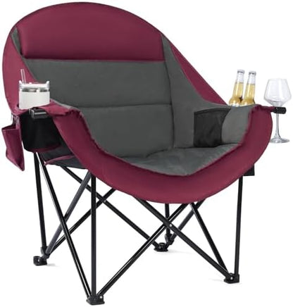 Oversized Camping Chairs for Adults - Heavy Duty Padded Outdoor Camp Chair