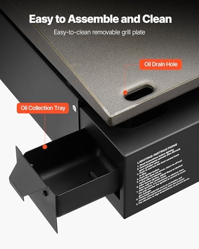 VEVOR Gas Griddle, 2 Burner Tabletop Griddle, 22 inch Portable Griddles Propane with Lid, Oil Drain Hole & Oil Collection Tray, 22000BTU Camping Flat Top Grill for Outdoor Cooking, Tailgating