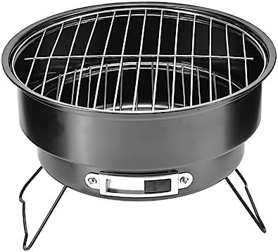 10" Portable Round Barbecue BBQ Charcoal Grill with Handle for Outdoor Home Kitchen BBQ Picnic Camping