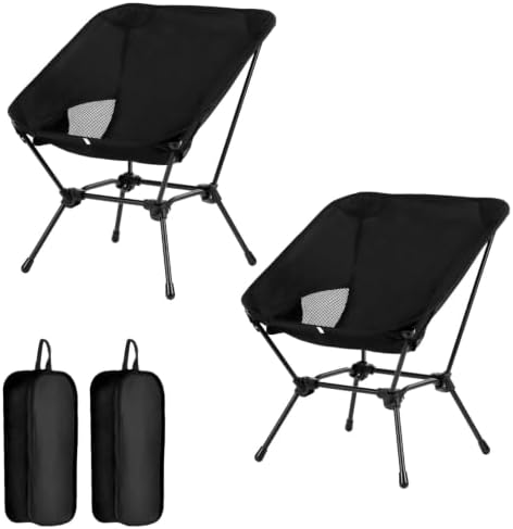2 Pack Low Back Camping Chair, 2-in-1 Height Adjustable, Heavy Duty