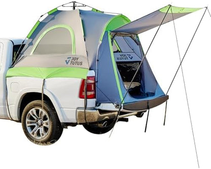 JOYTUTUS Semi-Automatic Truck Bed Tent with Awning, Easy Set-up with Pre-Assembled Design, 2 Person Portable Truck Camping Tent with Rainfly for 5.0FT-6.5FT Pickup Truck Bed, Waterproof PU2000mm