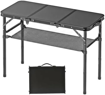 YihuiKo Folding Picnic Table with Storage Net, Foldable Camping Table