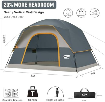 CAMPROS CP Tents for Camping 2/4/6 Person, Waterproof Windproof Dome Tent