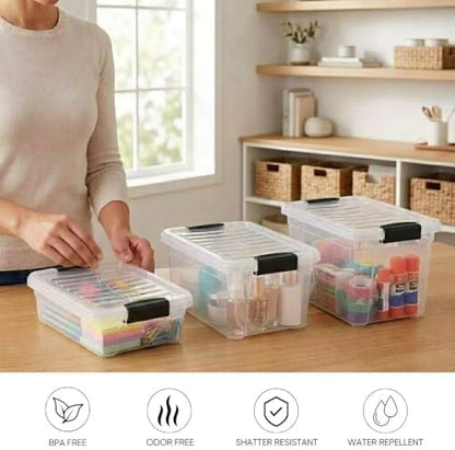 Superio 2.3 Quart Clear Plastic Storage Containers with Lids, Stackable Organizer Bins, BPA-Free Storage Boxes for Home, Office, Dorm & Classroom, 1 Pack