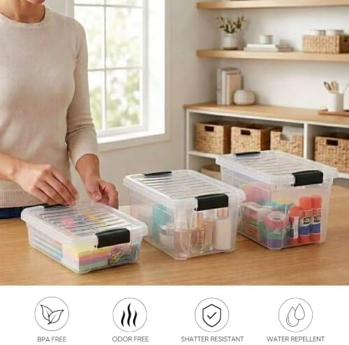 Superio 2.3 Quart Clear Plastic Storage Containers with Lids, Stackable Organizer Bins, BPA-Free Storage Boxes for Home, Office, Dorm & Classroom, 8 Pack
