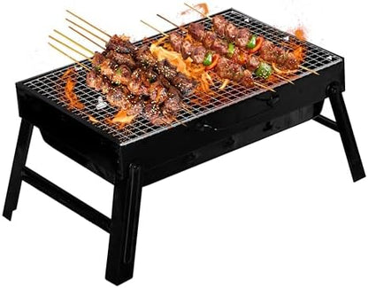 Gardenised Portable Charcoal Grill Foldable Stainless Steel BBQ for Camping Backyard Tailgating Hiking Picnic Travel Beach Parties Garden Gatherings Poolside Cooking Skewers & Outdoor Barbecues, Small