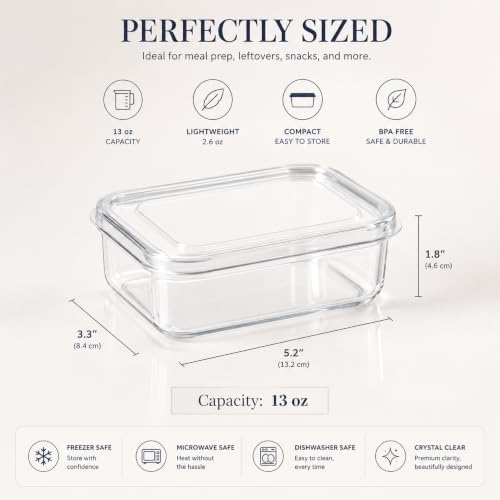 Lustroware Micro Clear Transparent Food Storage Containers with Lids – BPA-Free, Shatterproof, Dishwasher & Microwave Safe, 13oz Stackable Refrigerator Organizer Bins, Made in Japan, Set of 12