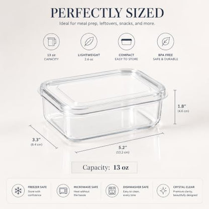 Lustroware Micro Clear Transparent Food Storage Containers with Lids – BPA-Free, Shatterproof, Dishwasher & Microwave Safe, 13oz Stackable Refrigerator Organizer Bins, Made in Japan, Set of 12