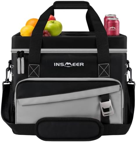 INSMEER Collapsible Cooler with Hard Shell & 4 Cup Holders - 55 Cans