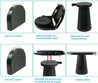 Portable Folding Table and Stool 2 in 1, Lightweight Collapsible Table for Camping Picnic Beach, Small Foldable Table for Party