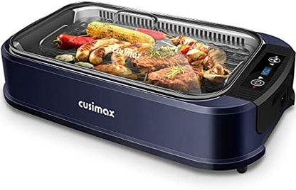 Indoor Grill CUSIMAX Electric Smokeless Grill Portable Korean BBQ, Blue