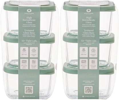 DURA LIVING Glass Food Storage Containers with Lids — 12 Piece — 10.5 oz Glass with BPA-Free Leak Resistant Stackable Lids — Microwave, Oven & Dishwasher Safe — Ideal for Meal Prep & More - Soft Sage