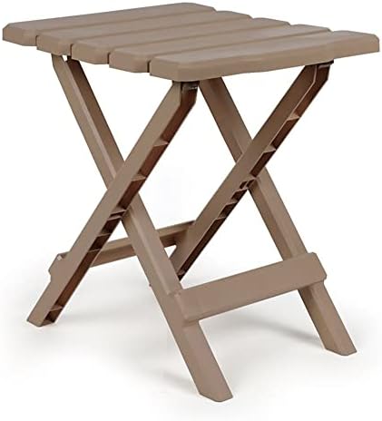 Camco Adirondack Quick-Folding Plastic Side Table, Taupe, 2 Pack, 51883