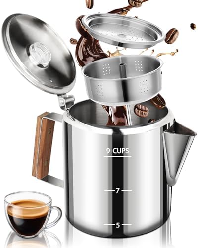 Coffee Maker 9 Cup Coffee Percolator 304 Stainless Steel Pot