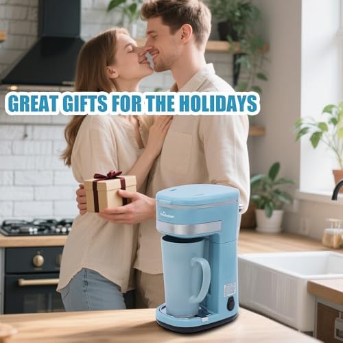Single Serve Coffee Maker, 15oz Portable One Cup Coffee Brewer