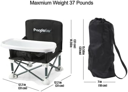 PandaEar Portable Baby Seat Travel| Compact Fold with Straps for Indoor/Outdoor Use| Great for Camping, Beach, Lawn |Toddlers, Kids, Boys, Girls (Black)