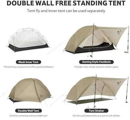 Naturehike Mongar Upgraded 1/2/3 Person Backpacking Tent,Waterproof Lightweight Camping Tent with Footprint