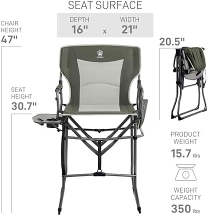 EVER ADVANCED Portable 30.7" Seat Height Tall Camping Directors Chair