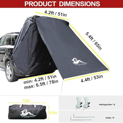 SUV Tailgate Tent with Awning, 2-Person Hatchback Tent for Camping