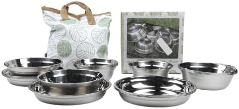 Stainless Steel Camping Plate Set 20Pc Lightweight