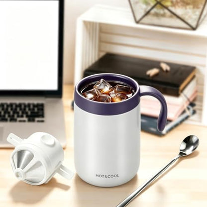 MACIFECI 16oz Pour Over Coffee Maker with Foldable Filter Stirrer Coffee Pot Portable Coffee Maker for Travel Camping Offices Backpacking Outdoor White