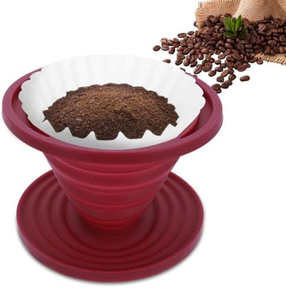 Larrel Pour Over Coffee Maker Portable Coffee Maker Foldable Reusable Pour Over Coffees Dripper Travel Camping Coffees Makers Manual Silicone Filter for Backpacking Camping Hiking Home Office