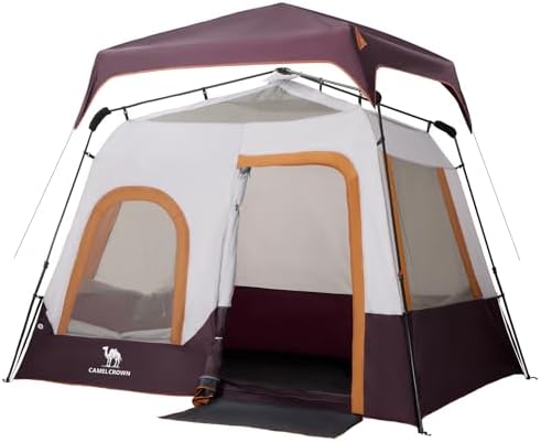 CAMEL CROWN 4/6 Person Instant Cabin Tent, Pop Up Windproof Tents for Camping, 60-Second Setup Family Tent with Carry Bag for Outdoor Hiking