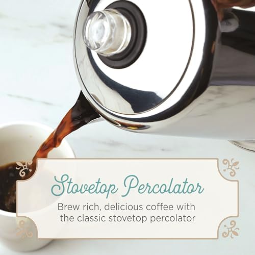 Farberware Classic Stainless Steel Yosemite Coffee Percolator, 8-Cup