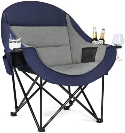 Oversized Camping Chairs for Adults - Heavy Duty Padded Outdoor Camp Chair