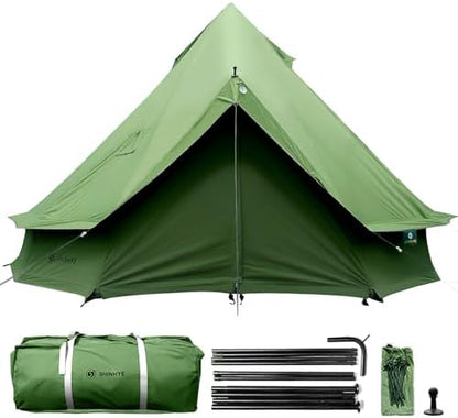 Canvas Bell Yurt Tent with Stove Jack, Waterproof Luxury 4 Season Tents for Family Outdoor Camping 100% Cotton Green Glamping Tents for Hunting, Partie, All Year Living
