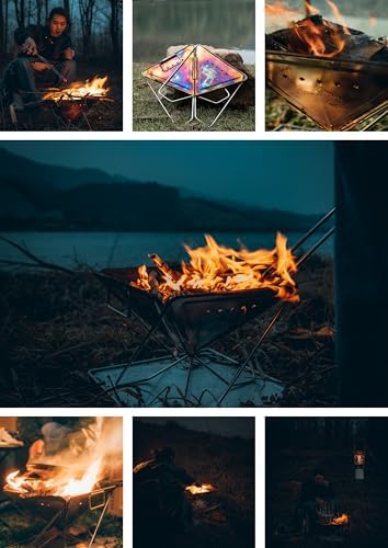 CAMPINGMOON Large Portable Fire Pit Grill Wood Burning MT-045