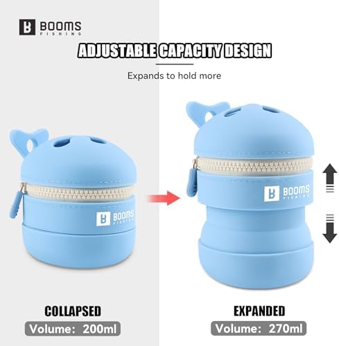 Booms Fishing Portable Trash Pouch: Silicone Expandable & Collapsible Fishing Line Waste Cantainer - Eco-Friendly Reusable Garbage Holder for Fishing, Hiking, Camping & Outdoor Activities, ST2 Blue