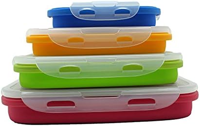 Sailing Elegant Collapsible Silicone Lunch Box/Container, Super Convenient Stackable Food Storage Containers, Material Safe (Set of 4, Multi)