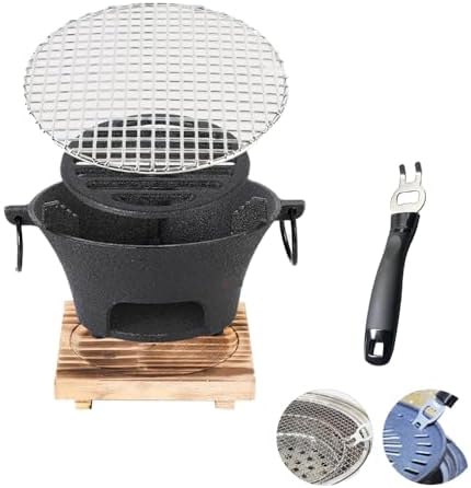 Round Seasoned Cast Iron Charcoal Hibachi Grill
