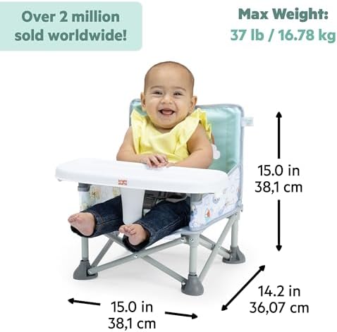 Bright Starts Disney Winnie The Pooh Pop 'N Sit Portable Booster, Indoor/Outdoor Use, Floor Seat with Feeding Tray, 6 Mos - 3 Yrs