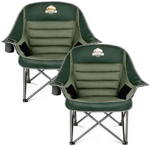 Colegence Oversized Camping Chair for Adults, Padded Lawn Chair 2 Pack