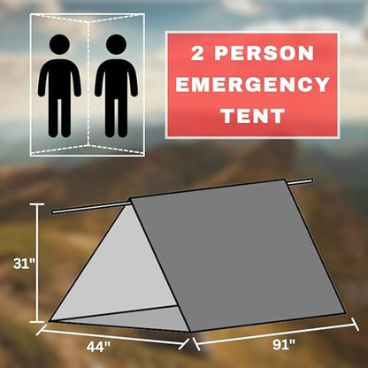Emergency Zone Reflective & Green Survival 2 Person Tube Tents. Available in 1, 2, 3, 48 Packs. (Reflective, 2)