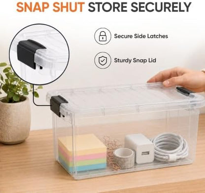 Superio 2.5 Quart Clear Plastic Storage Boxes with Lids, Stackable Organizer Containers, BPA-Free Storage Bins for Home, Office, School & Dorm, 3 Pack