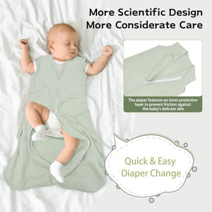 Baby Sleep Sack 6-12 Months, 100% Cotton Wearable Blanket, 0.5 Tog, 3 Pack
