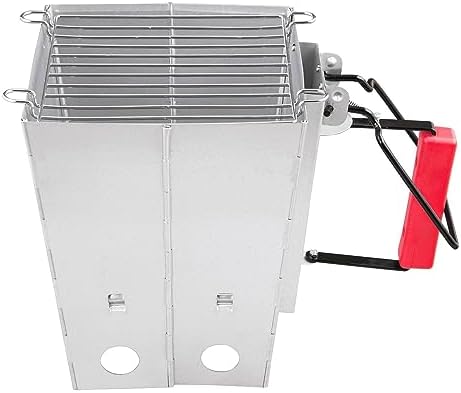 Royal Gourmet Foldable Charcoal Chimney Fire Starter Camping Grill, silver and red